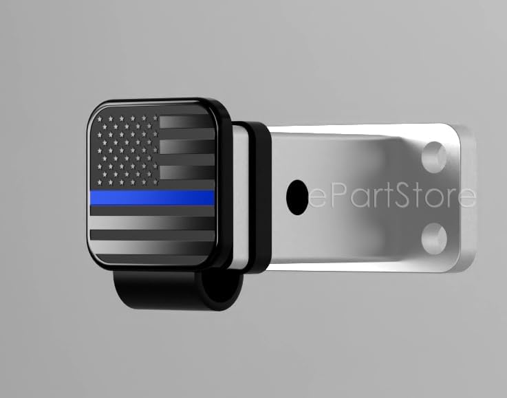 eVerHITCH 2 Inch Universal Flag Tow Hitch Covers, American Flag Trailer Hitch Cover Tube Plug Insert, Car Exterior Accessories, Receiver Tube Hitch Plug (Black with Blue Line, Fits 2" Receiver) - Image 4